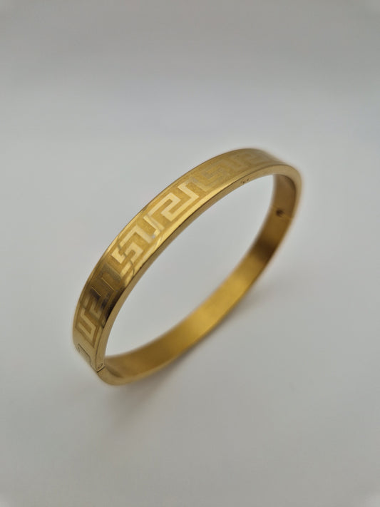 Bracelet "Hélios" en acier doré – Motif Grec