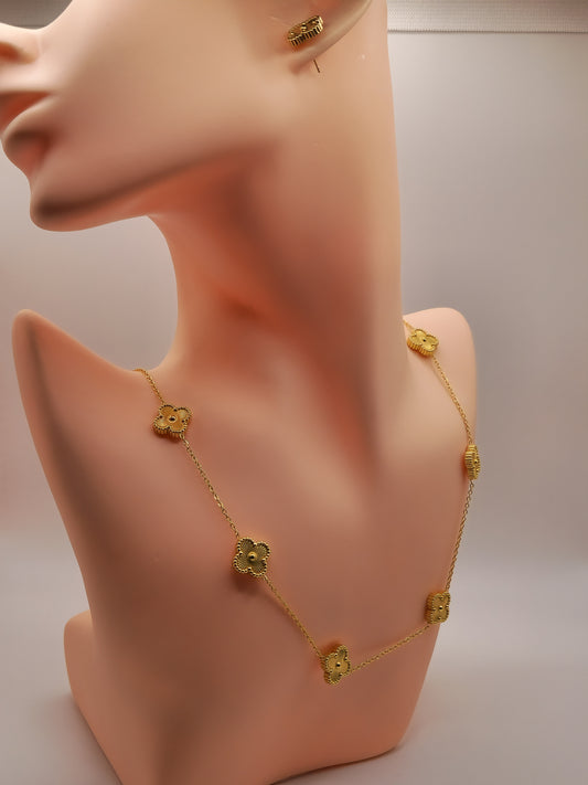 Duo "Éclat Floral" – Collier et Boucles d'Oreilles VCA