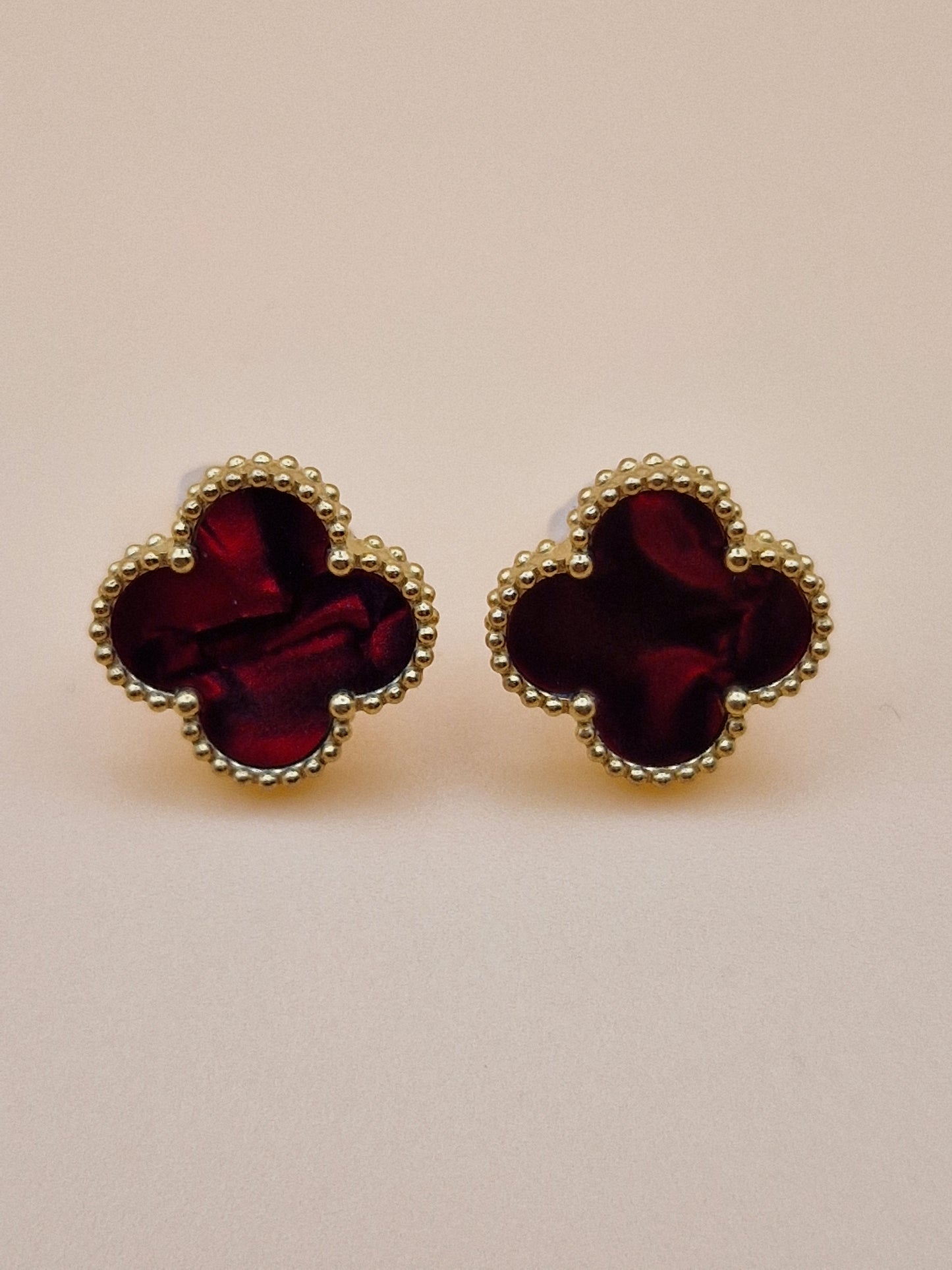 Boucles d'Oreilles Trèfle Élégance - Bordeaux