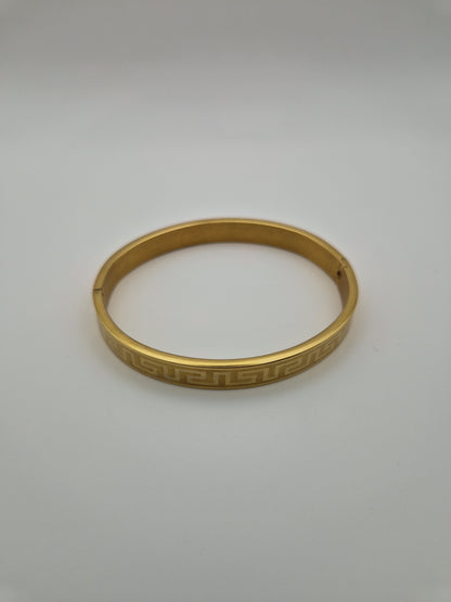 Bracelet "Hélios" en acier doré – Motif Grec