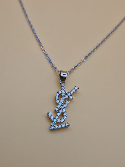 Collier Élégance "YSL" en Zirconium – Chaîne Argentée Luxe