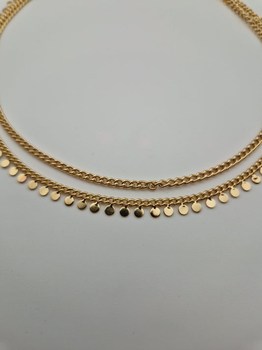Collier "Éclats Dorés" – Double Rang avec Pampilles