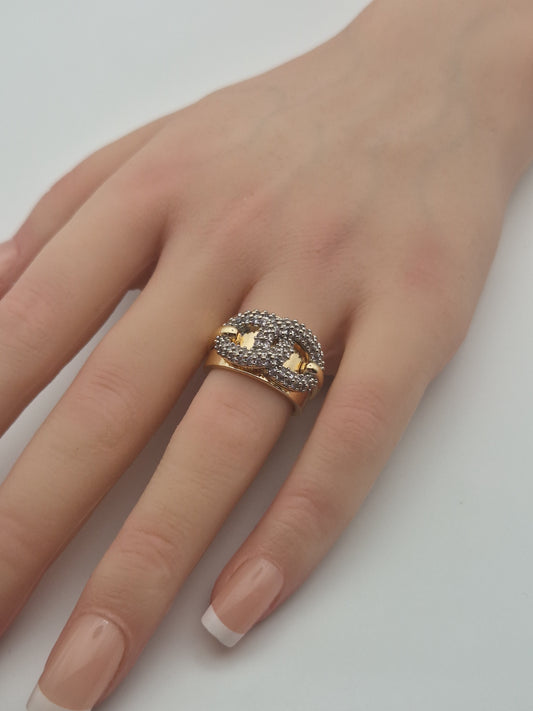 Bague "Élégance Iconique" - Dorée & Pavée de Zircons